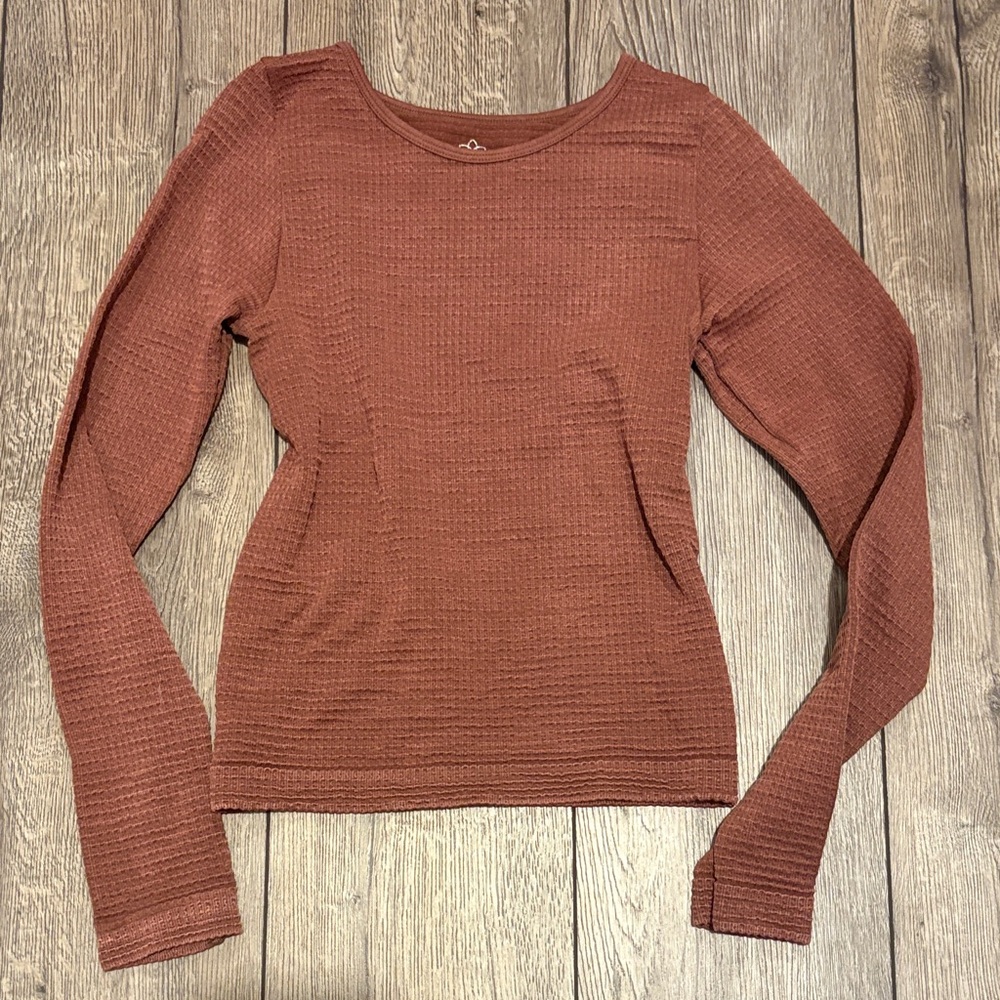 Aura Warm Brown Textured Knit Top
